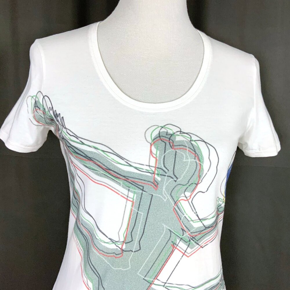 Armani Jeans White Cotton Graphic Short Sleeve Tee Sz M - Picture 4 of 16